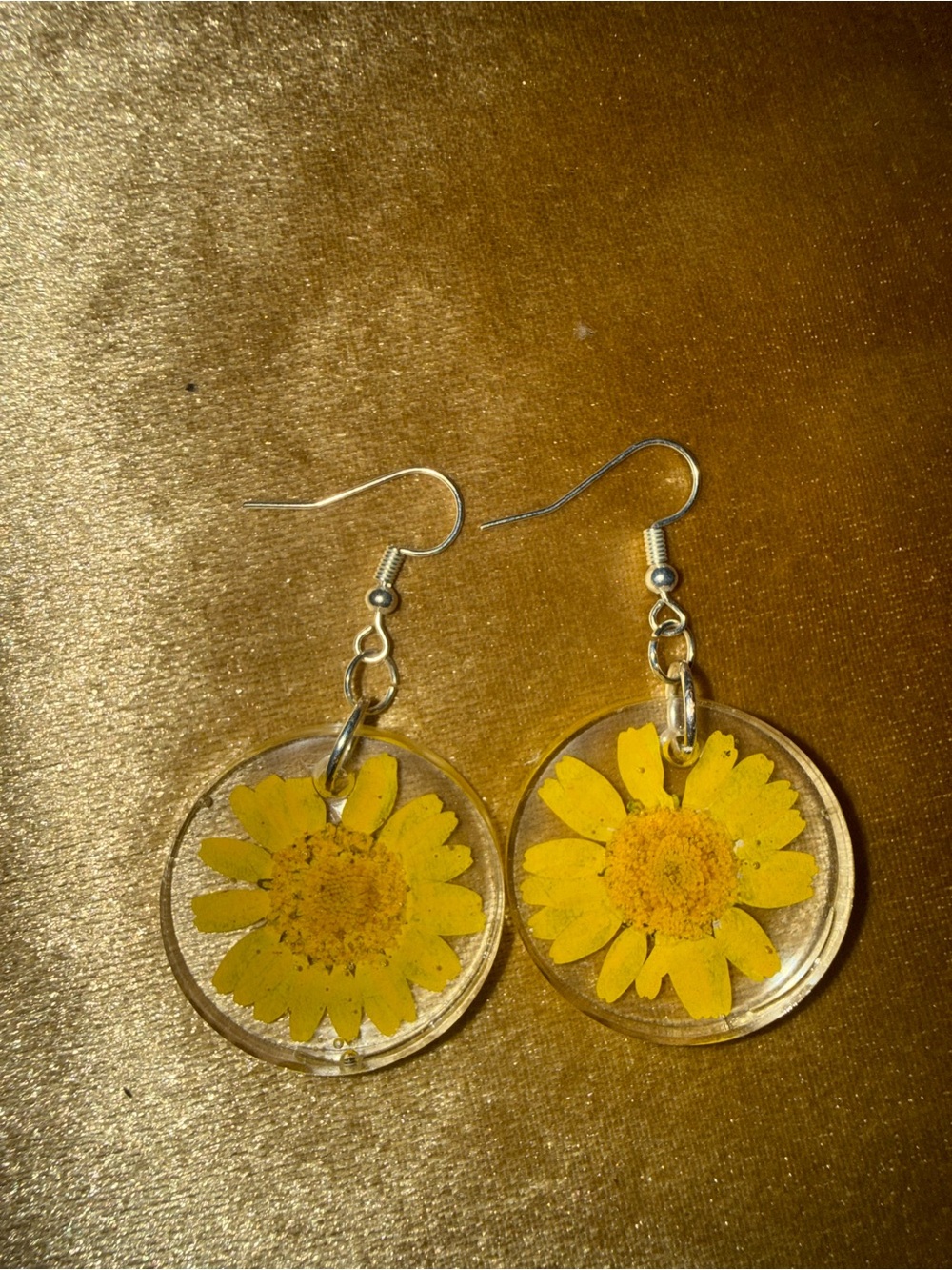Yellow Daisy Resin Drop Earrings for Women